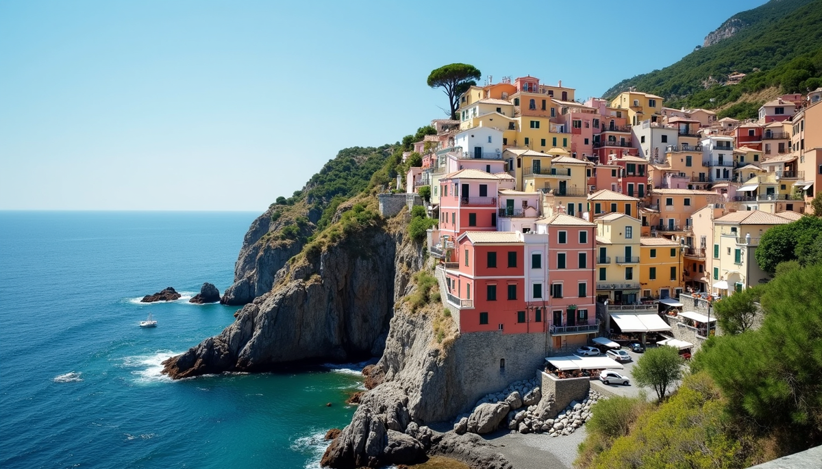 Amalfi Coast cliffside village in summer