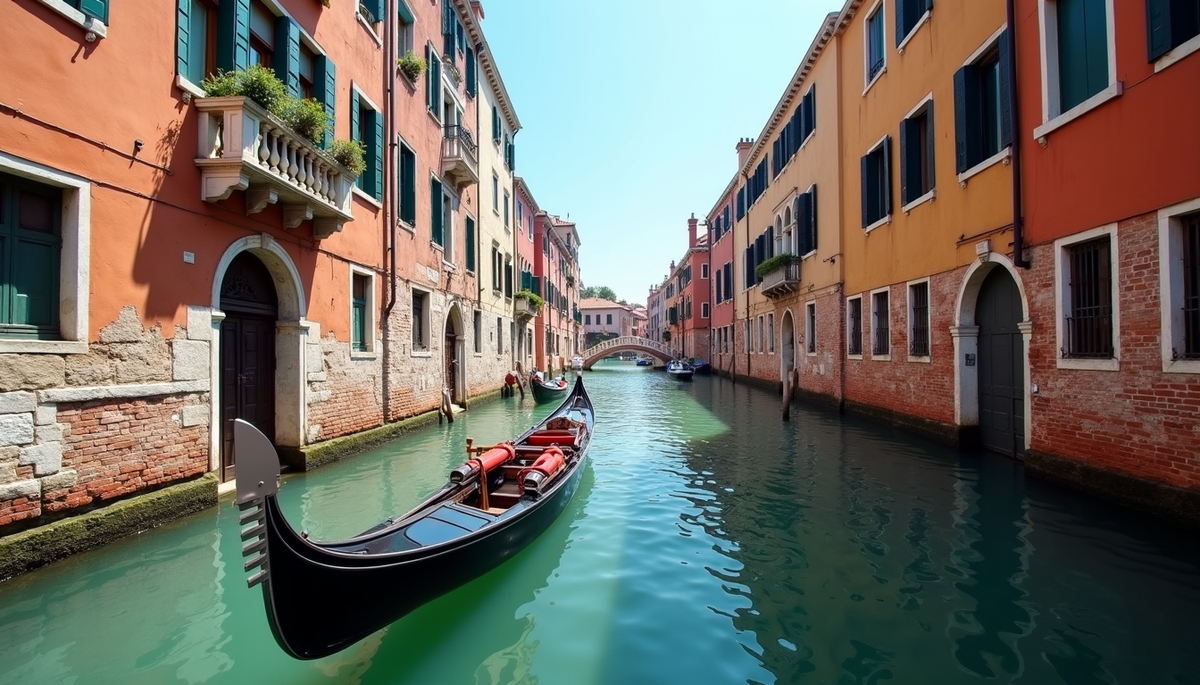 Gondola ride in Venice during summer